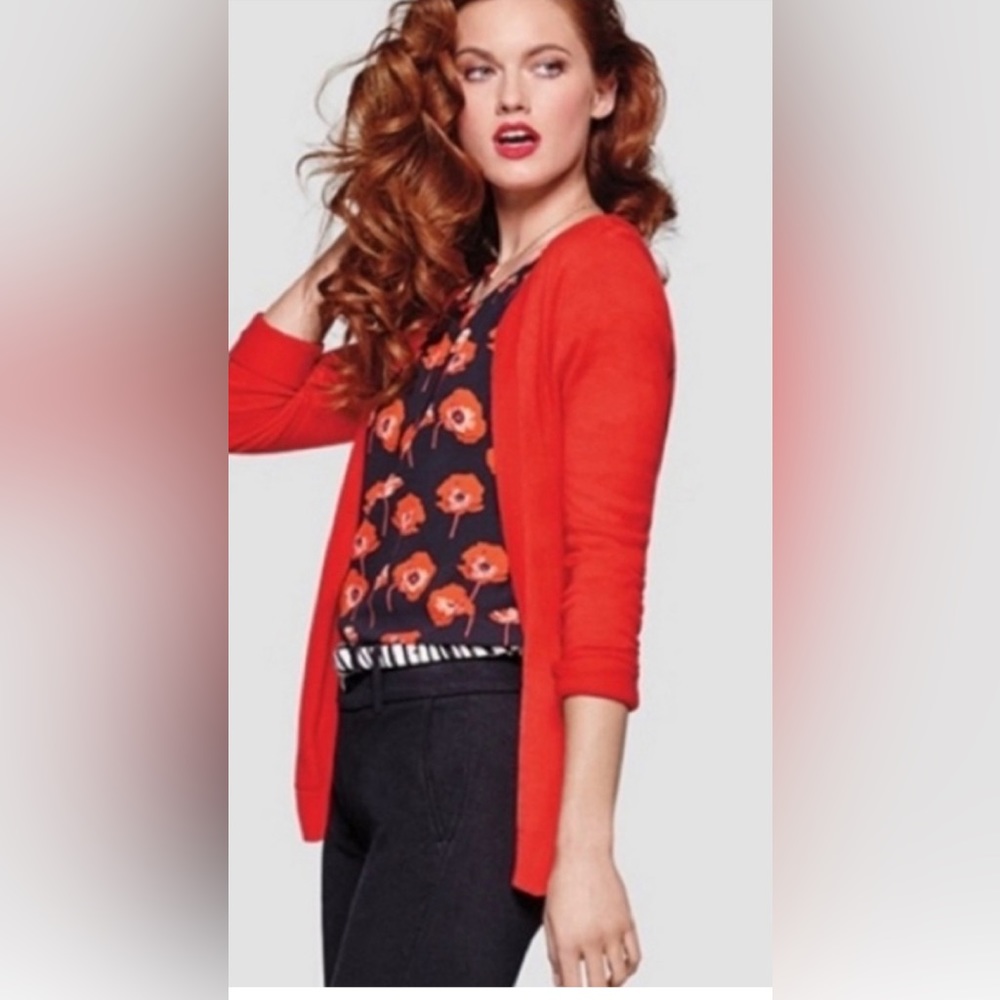 Cabi “Cobblestone” Red Zippered Back Button Front… - image 2